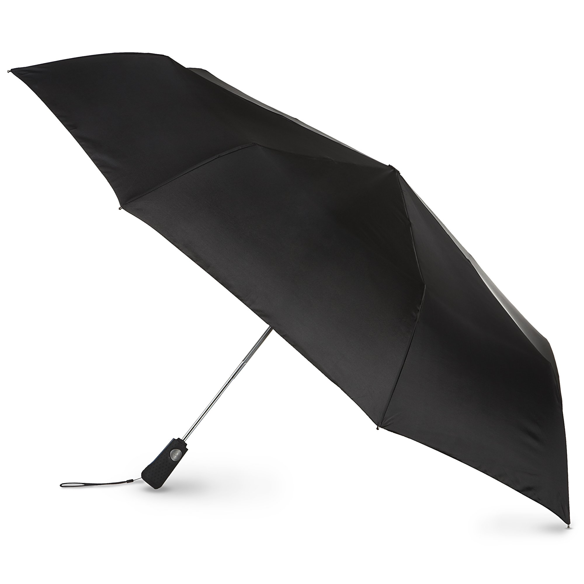 Hawkko Totes Blue Line Golf Size Auto Open/Close Umbrella, Water Repellent Canopy, Black