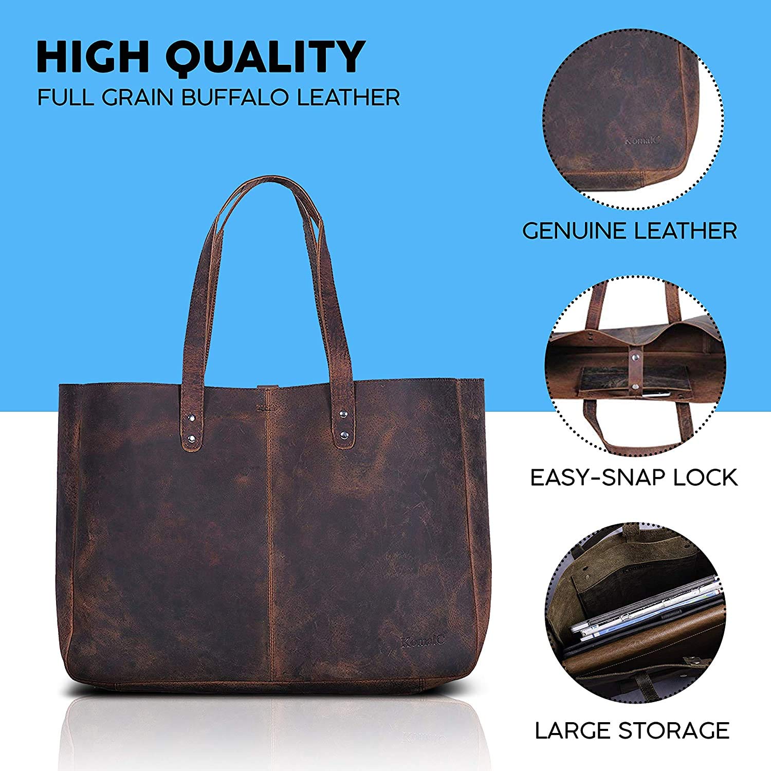 Hawkko Leather Shoulder Bag Tote for Women Purse Satchel Travel Bag shopping Carry Messenger Multipurpose Handbag