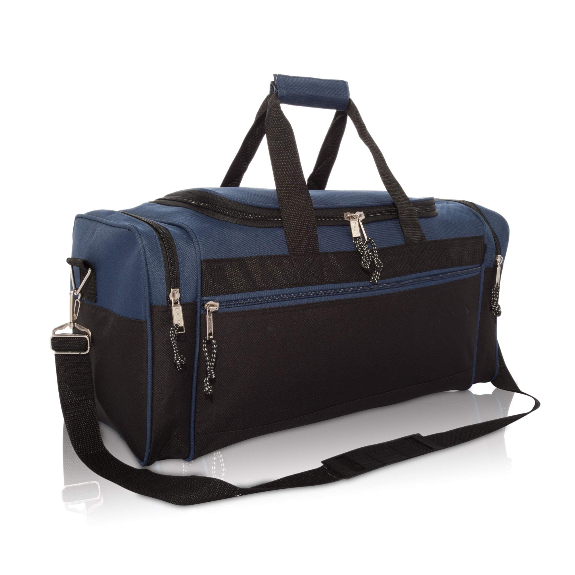 Hawkko 21" Blank Sports Duffle Bag Gym Bag Travel Duffel with Adjustable Strap in Navy Blue