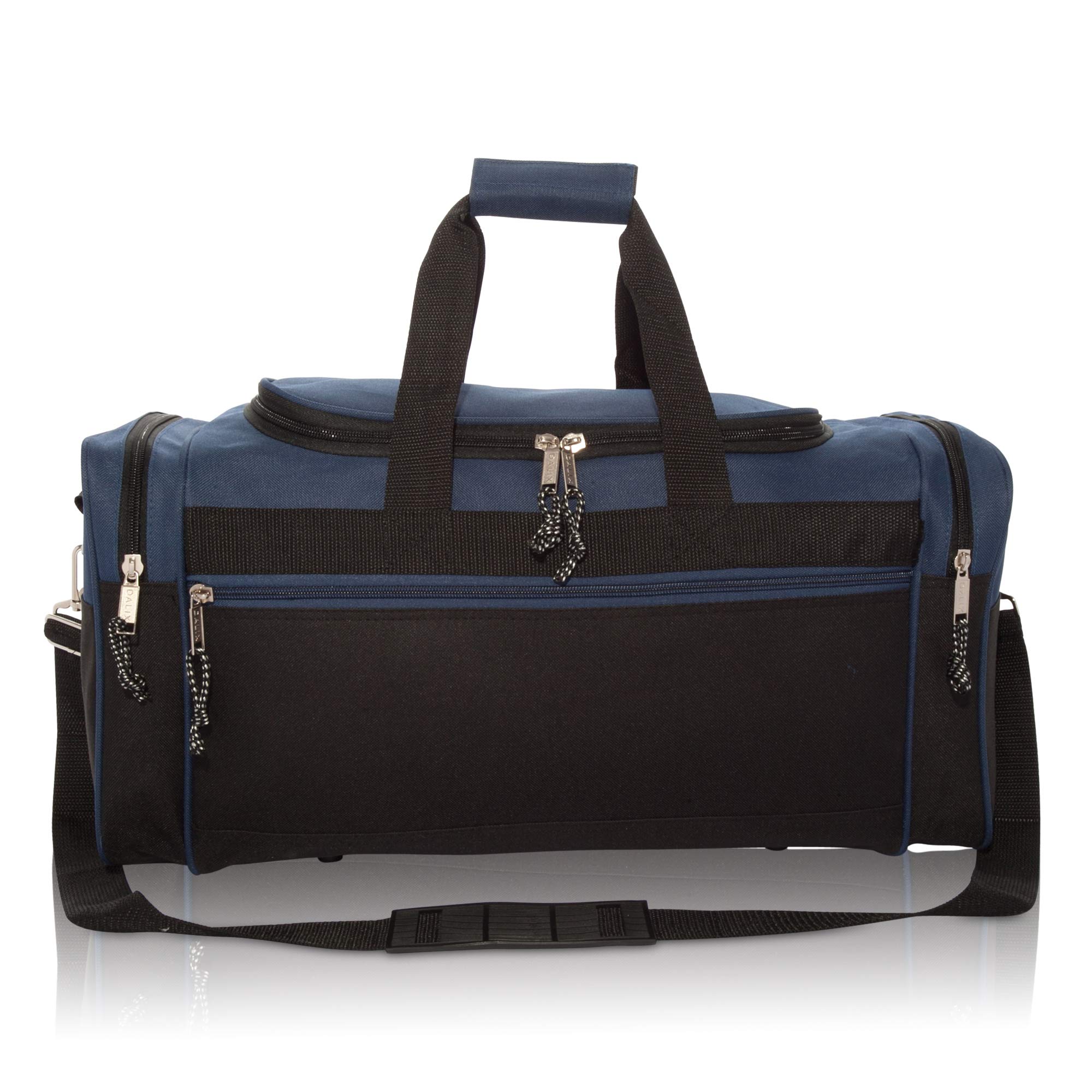 Hawkko 21" Blank Sports Duffle Bag Gym Bag Travel Duffel with Adjustable Strap in Navy Blue