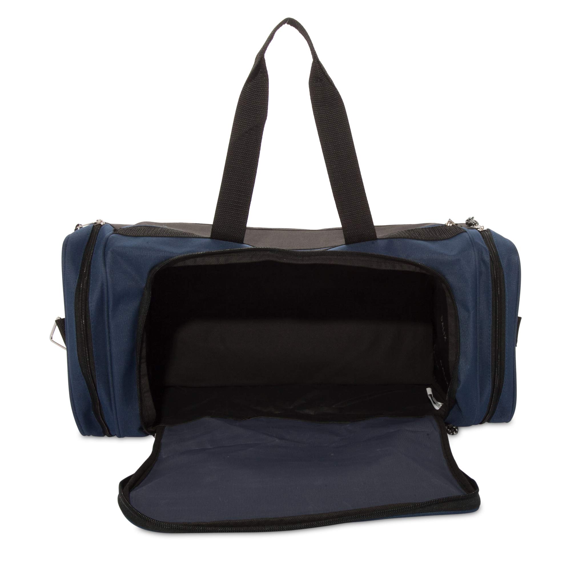 Hawkko 21" Blank Sports Duffle Bag Gym Bag Travel Duffel with Adjustable Strap in Navy Blue