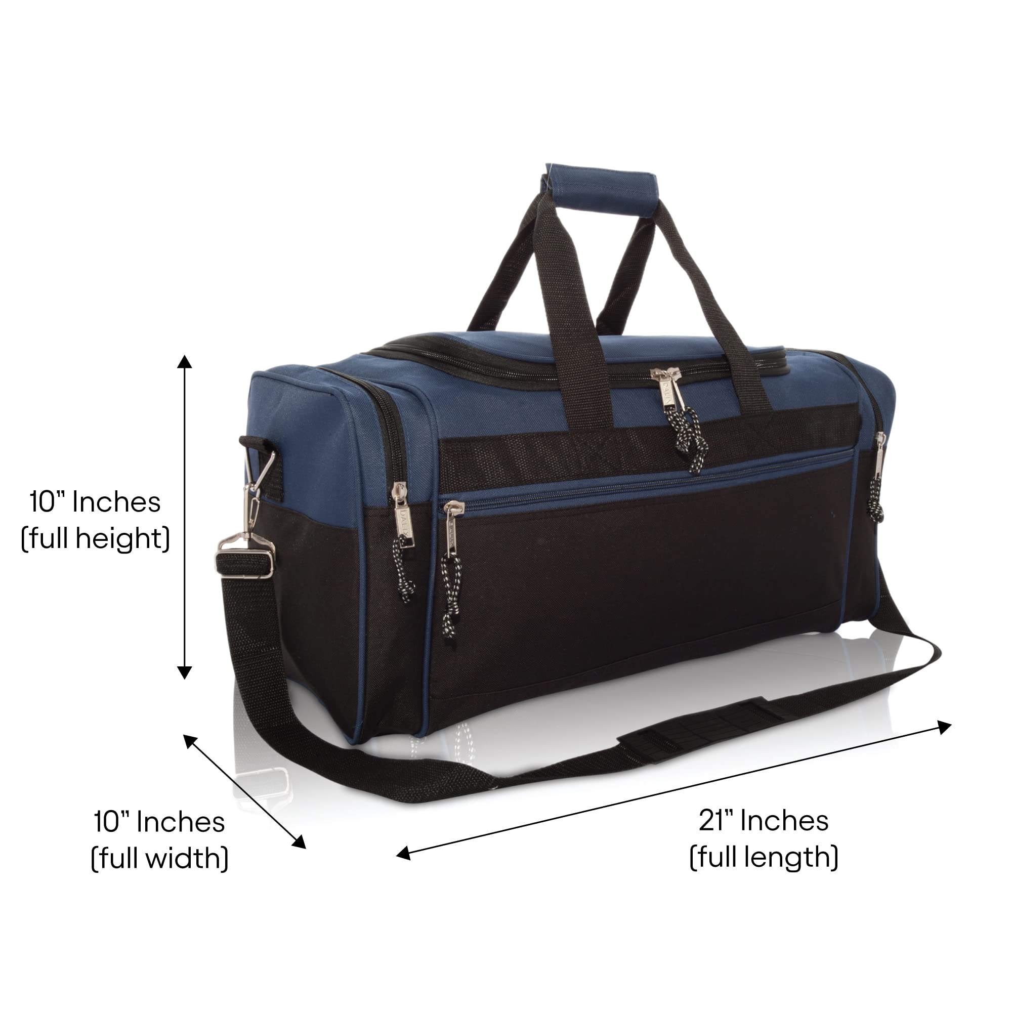 Hawkko 21" Blank Sports Duffle Bag Gym Bag Travel Duffel with Adjustable Strap in Navy Blue