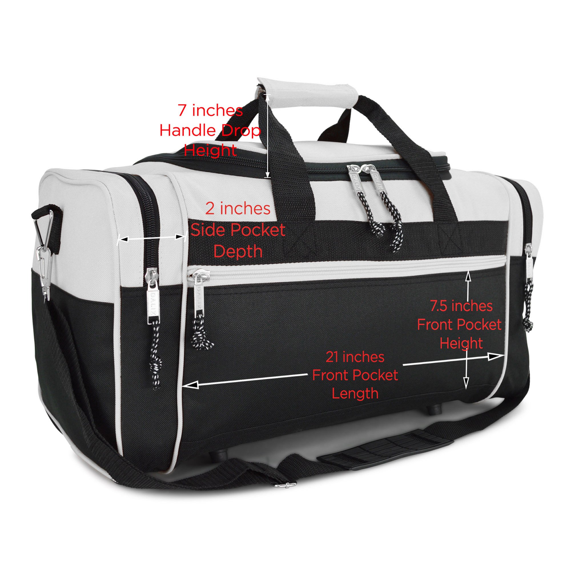 Hawkko 21" Sports Duffle Bag Gym Travel Pack in White