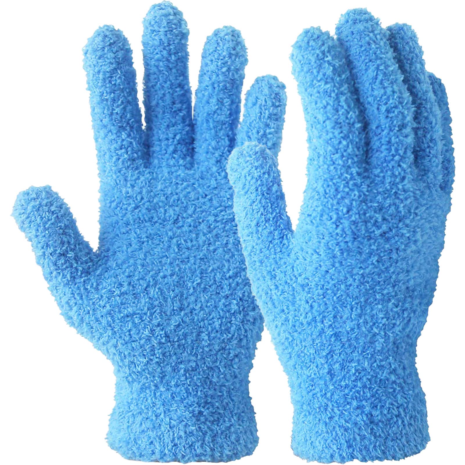 Hawkko Microfiber Dusting Gloves, Dusting Cleaning Glove for Plants, Blinds, Lamps and Small Hard to Reach Corners (Blue S/M)