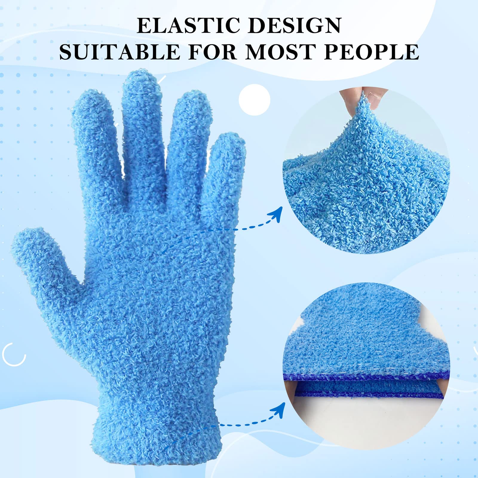 Hawkko Microfiber Dusting Gloves, Dusting Cleaning Glove for Plants, Blinds, Lamps and Small Hard to Reach Corners (Blue S/M)