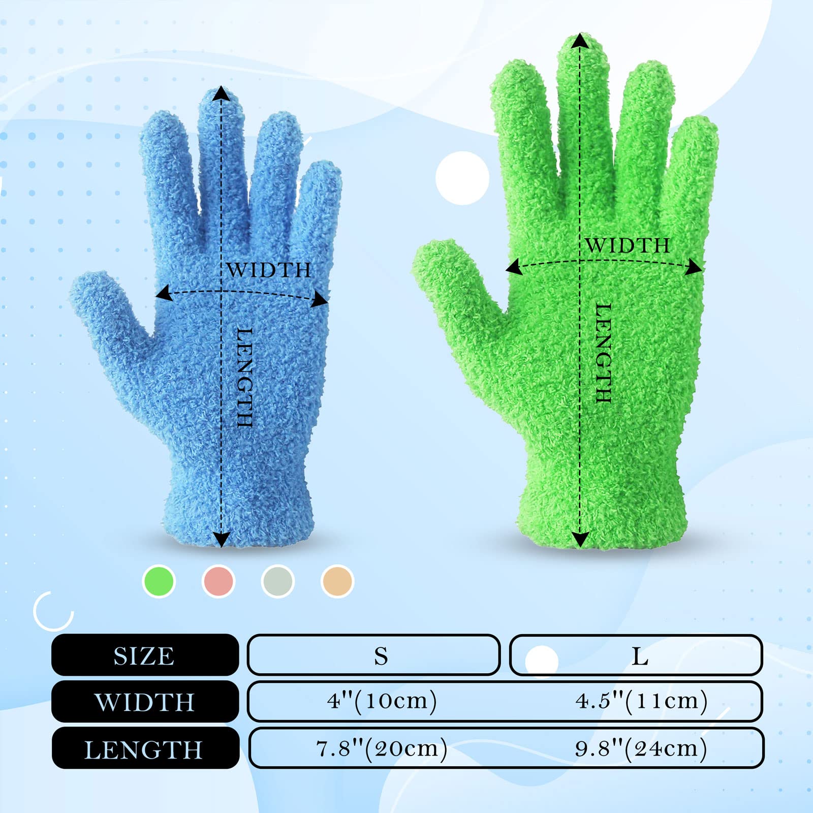 Hawkko Microfiber Dusting Gloves, Dusting Cleaning Glove for Plants, Blinds, Lamps and Small Hard to Reach Corners (Blue S/M)