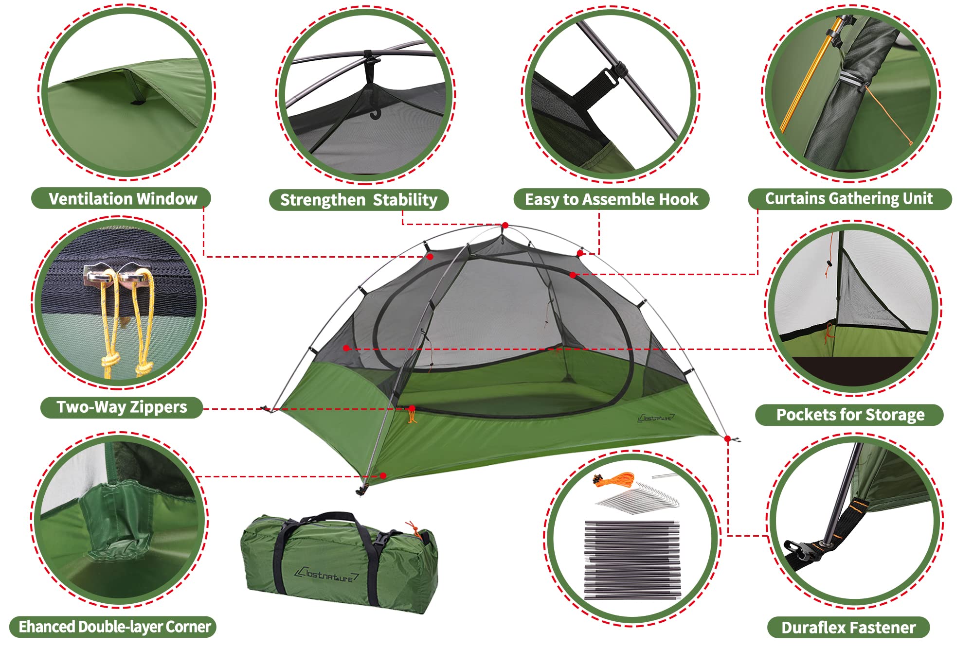 Hawkko Lightweight Backpacking Tent - 3 Season Ultralight Waterproof Camping Tent, Large Size Easy Setup Tent for Family, Outdoor, Hiking and Mountaineering