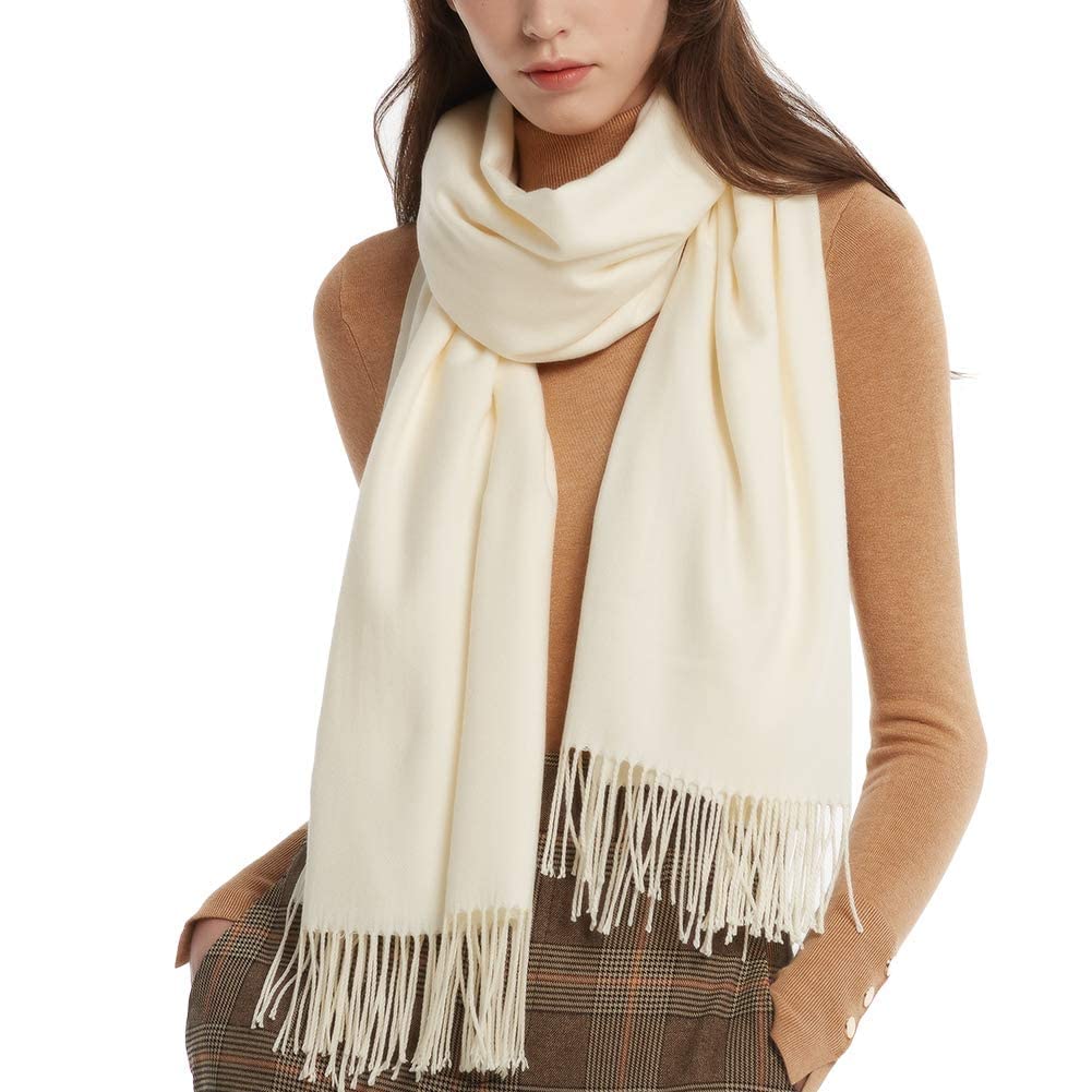 Hawkko Womens Winter Scarf Cashmere Feel Pashmina Shawl Wraps Soft Warm Blanket cream