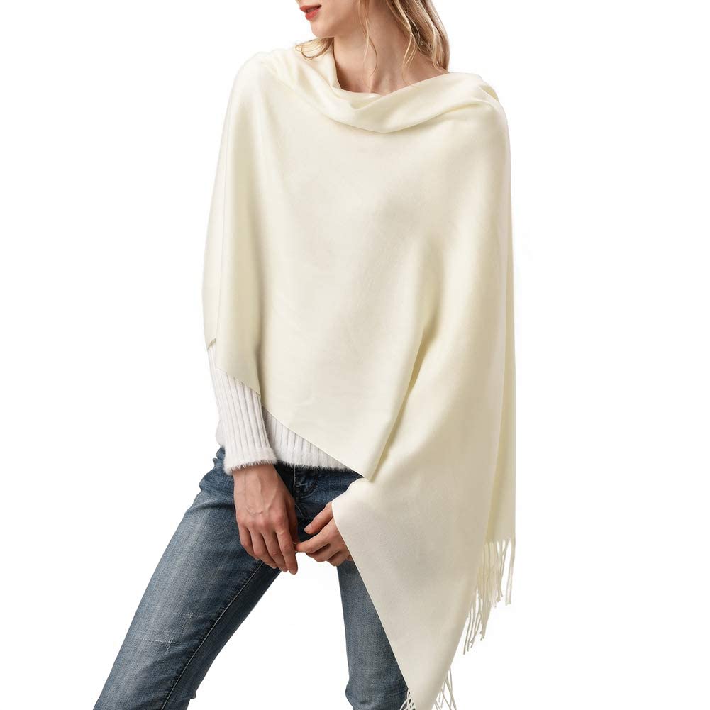 Hawkko Womens Winter Scarf Cashmere Feel Pashmina Shawl Wraps Soft Warm Blanket cream