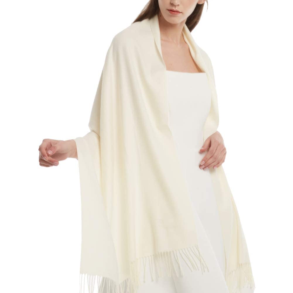 Hawkko Womens Winter Scarf Cashmere Feel Pashmina Shawl Wraps Soft Warm Blanket cream