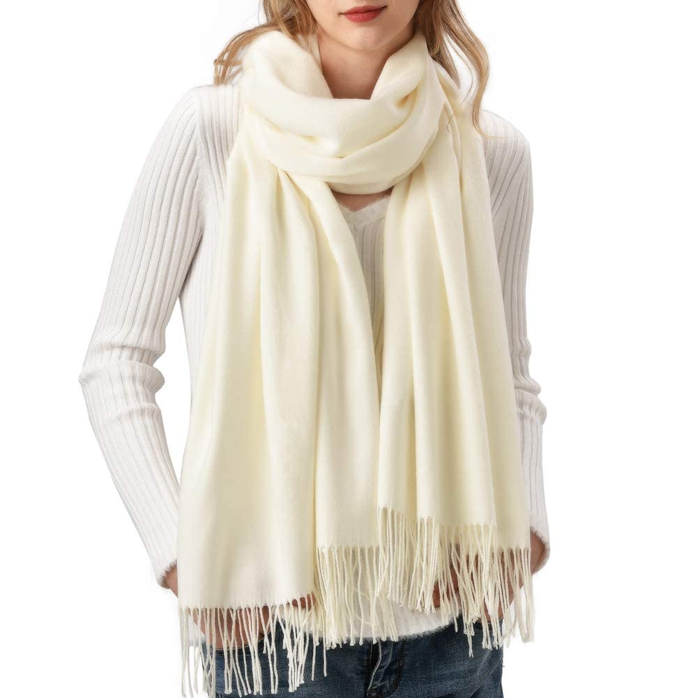 Hawkko Womens Winter Scarf Cashmere Feel Pashmina Shawl Wraps Soft Warm Blanket cream