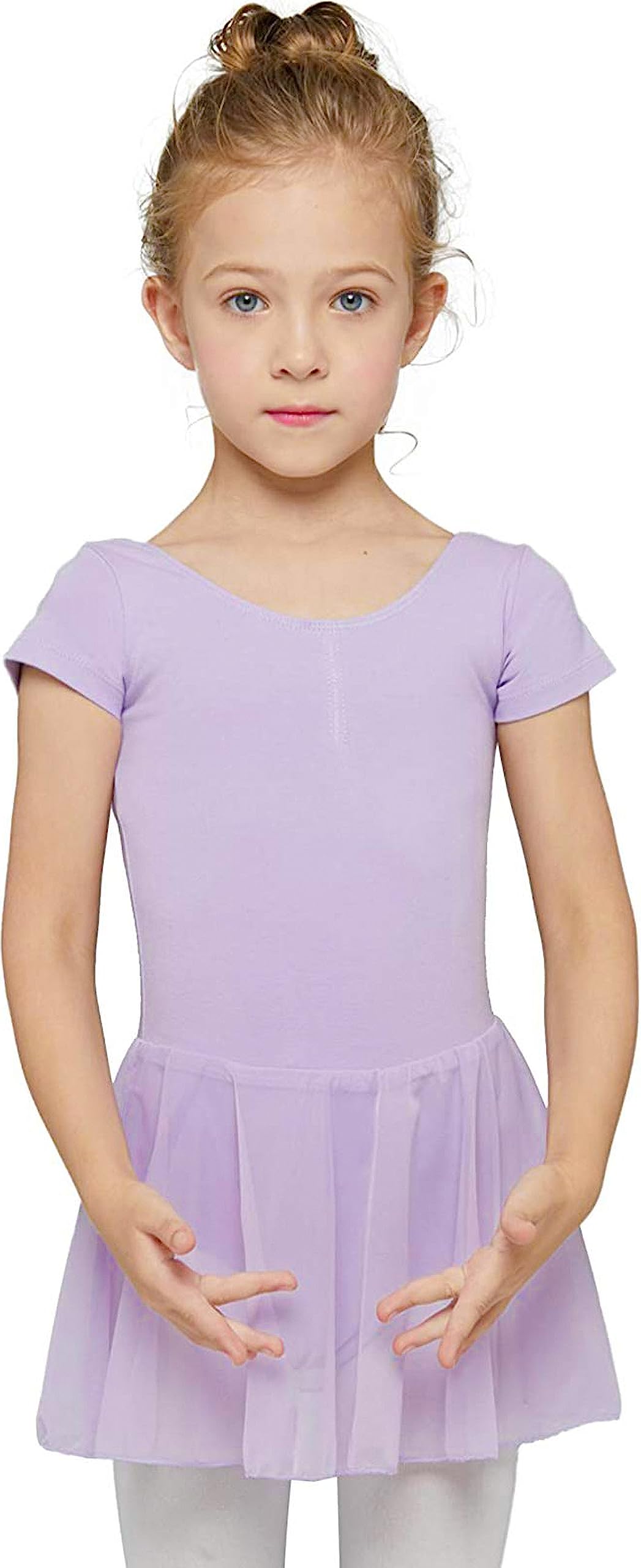 Hawkko Toddler Girls Ballet Leotards with Skirt Classic Short Sleeve Dance Gymnastic Ballerina Outfit Dress