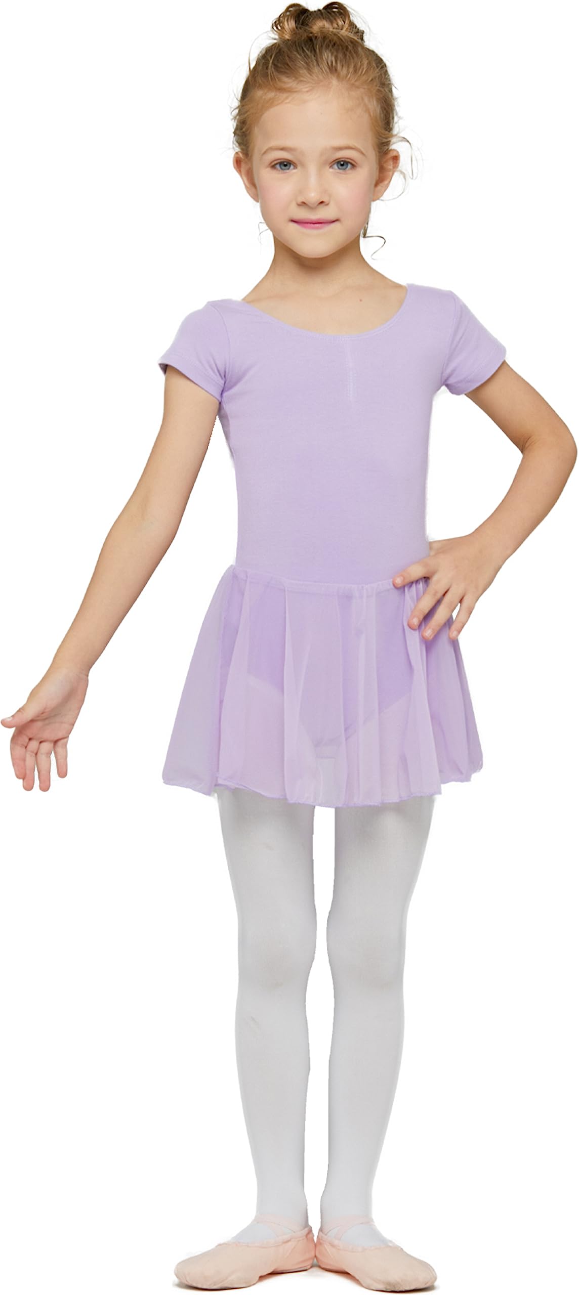 Hawkko Toddler Girls Ballet Leotards with Skirt Classic Short Sleeve Dance Gymnastic Ballerina Outfit Dress