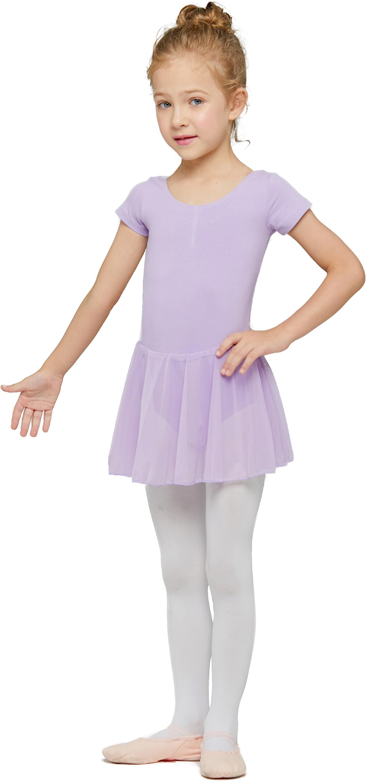 Hawkko Toddler Girls Ballet Leotards with Skirt Classic Short Sleeve Dance Gymnastic Ballerina Outfit Dress