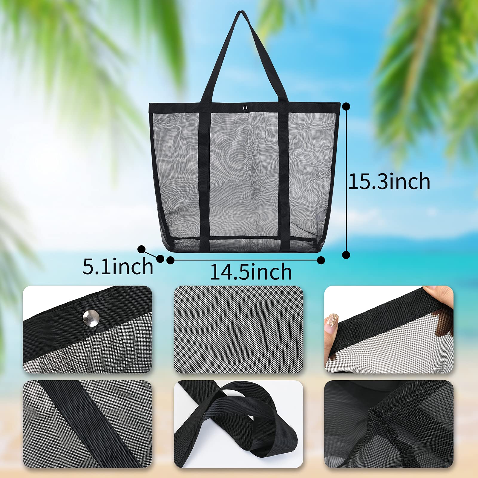 Hawkko Mesh Beach Bag - Durable Tote Bag- Simply lightweight for Shopping Groceries Sports Gym Swimming Pool Travel Tote Bag