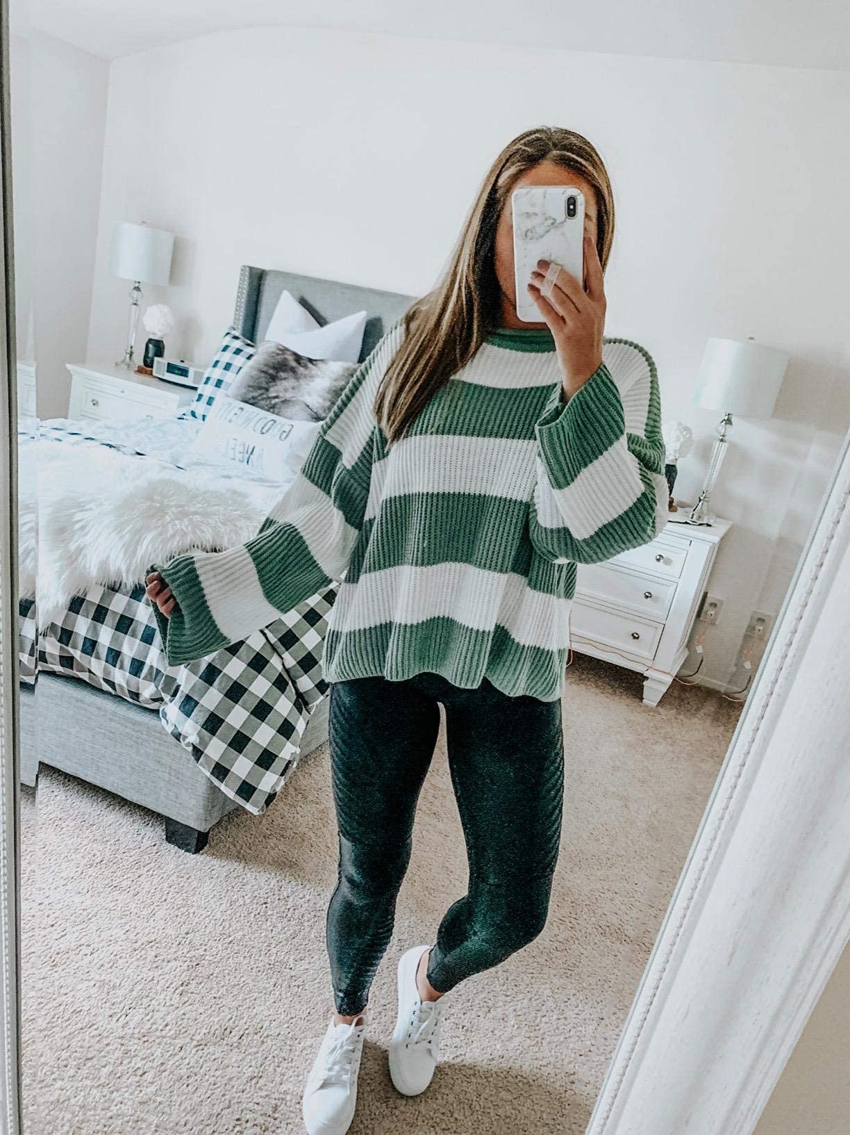 Hawkko Women's Long Sleeve Crew Neck Striped Color Block Comfy Loose Oversized Knitted Pullover Sweater