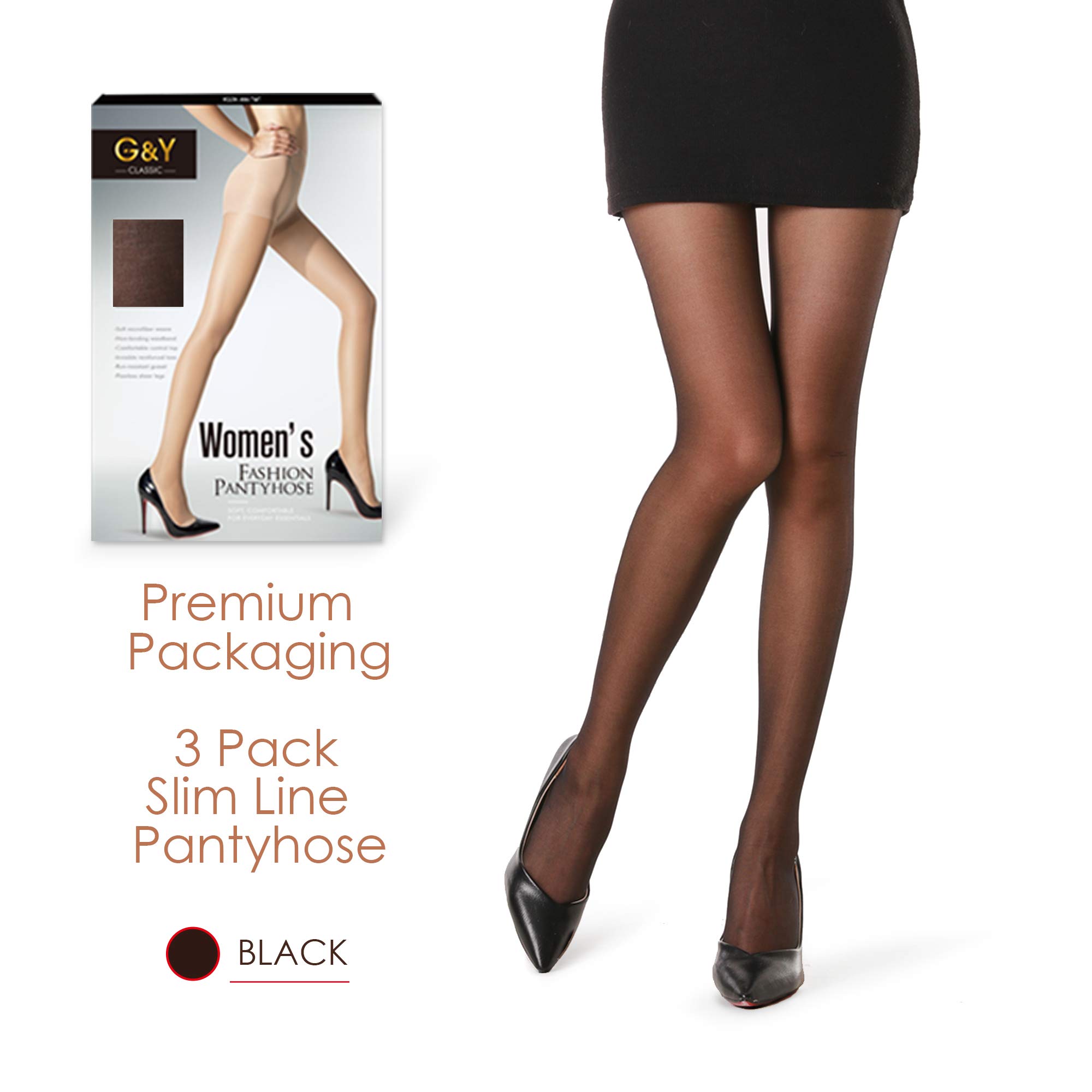 Hawkko 3 Pairs Women's Sheer Tights - 20D Control Top Pantyhose with Reinforced Toes