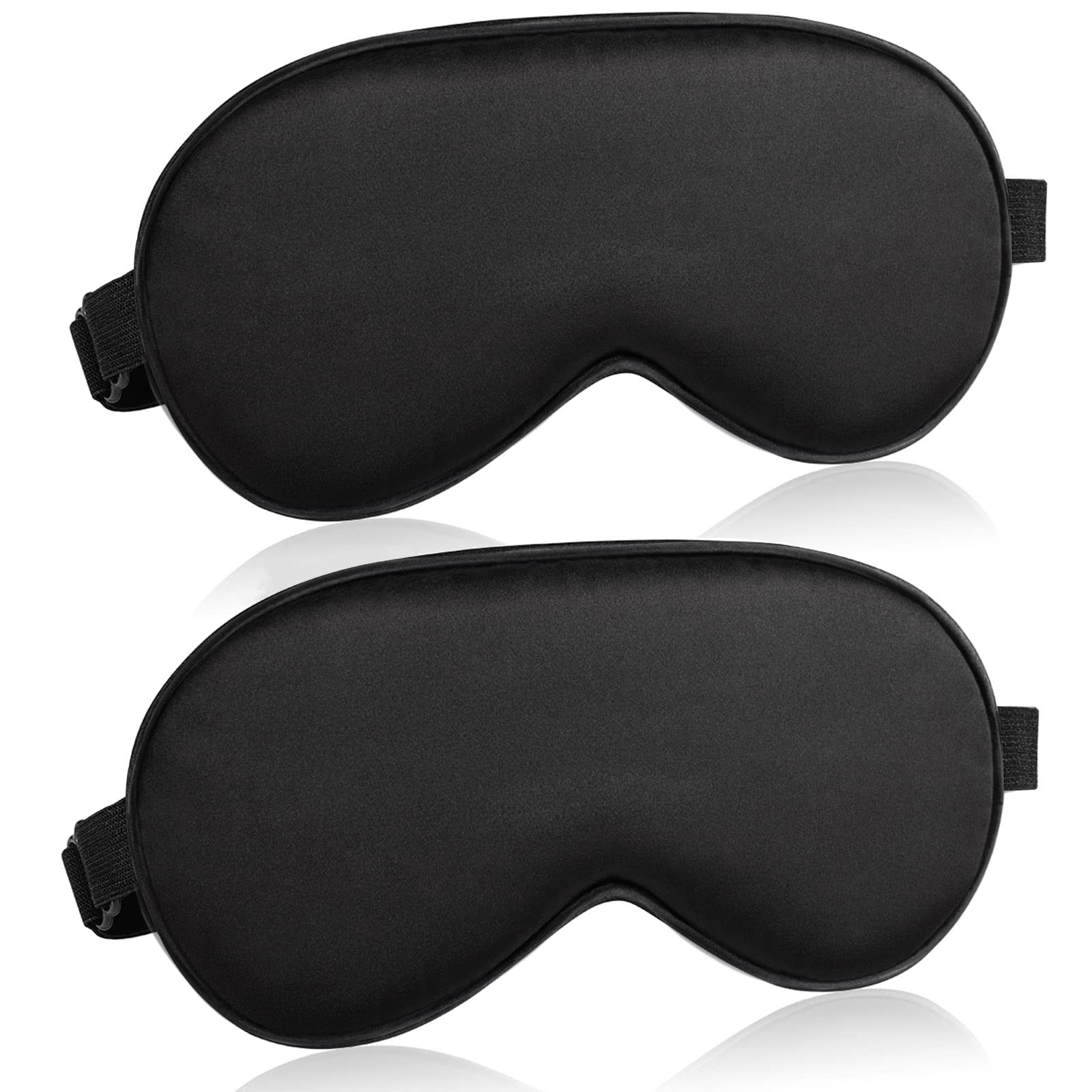 Hawkko Sleep Mask for Women and Men Eye Mask for Sleeping Adjustable Elastic Strap Blackout Silk Sleep Eye Masks Soft Comfortable Eye Covers Blindfolds Black 2 Pcs