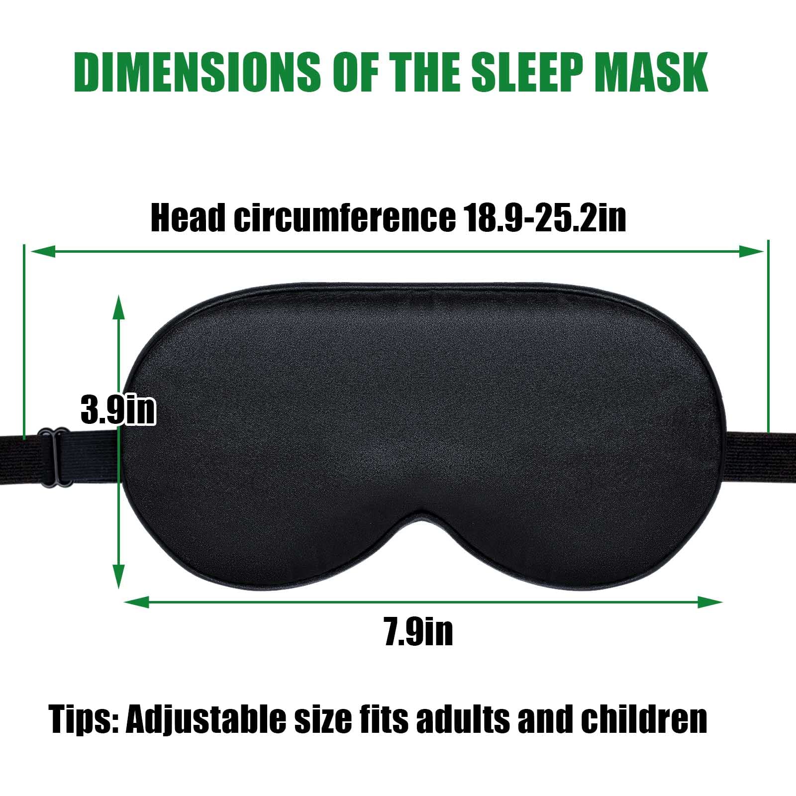 Hawkko Sleep Mask for Women and Men Eye Mask for Sleeping Adjustable Elastic Strap Blackout Silk Sleep Eye Masks Soft Comfortable Eye Covers Blindfolds Black 2 Pcs