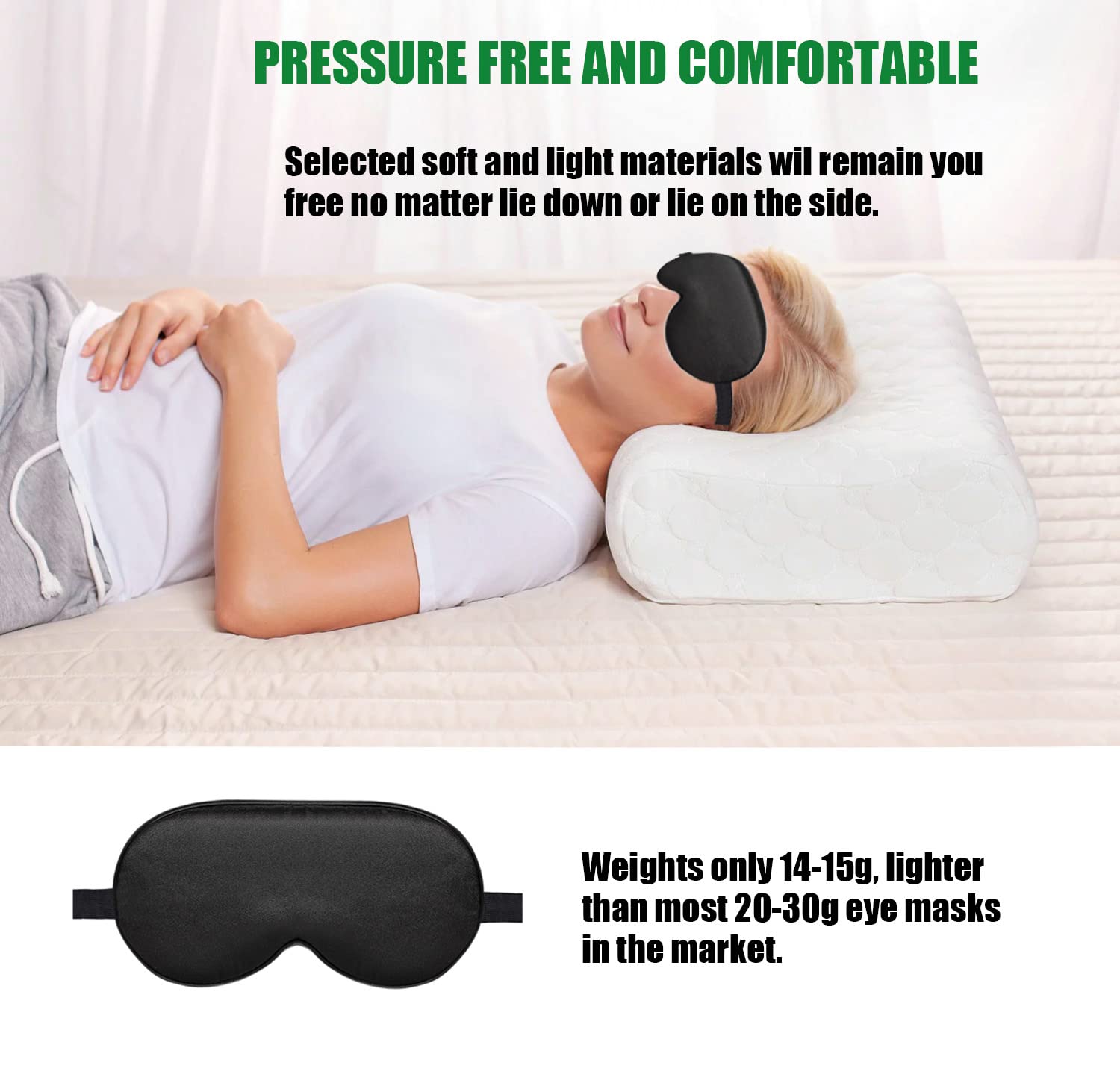 Hawkko Sleep Mask for Women and Men Eye Mask for Sleeping Adjustable Elastic Strap Blackout Silk Sleep Eye Masks Soft Comfortable Eye Covers Blindfolds Black 2 Pcs