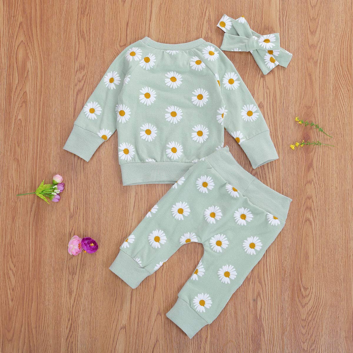 Hawkko Newborn Infant Baby Girl Clothes Set Long Sleeve Sweatshirts Tops Pants Outfits Clothing Gifts 3 6 9 12 18 24 Months Green