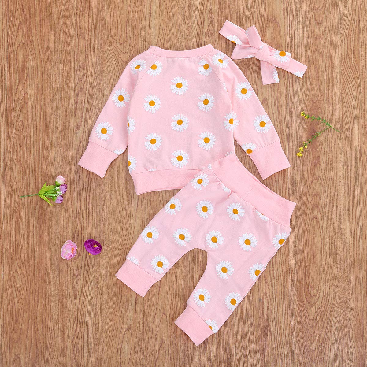 Hawkko Newborn Infant Baby Girl Clothes Set Long Sleeve Sweatshirts Tops Pants Outfits Clothing Gifts 3 6 9 12 18 24 Months Pink