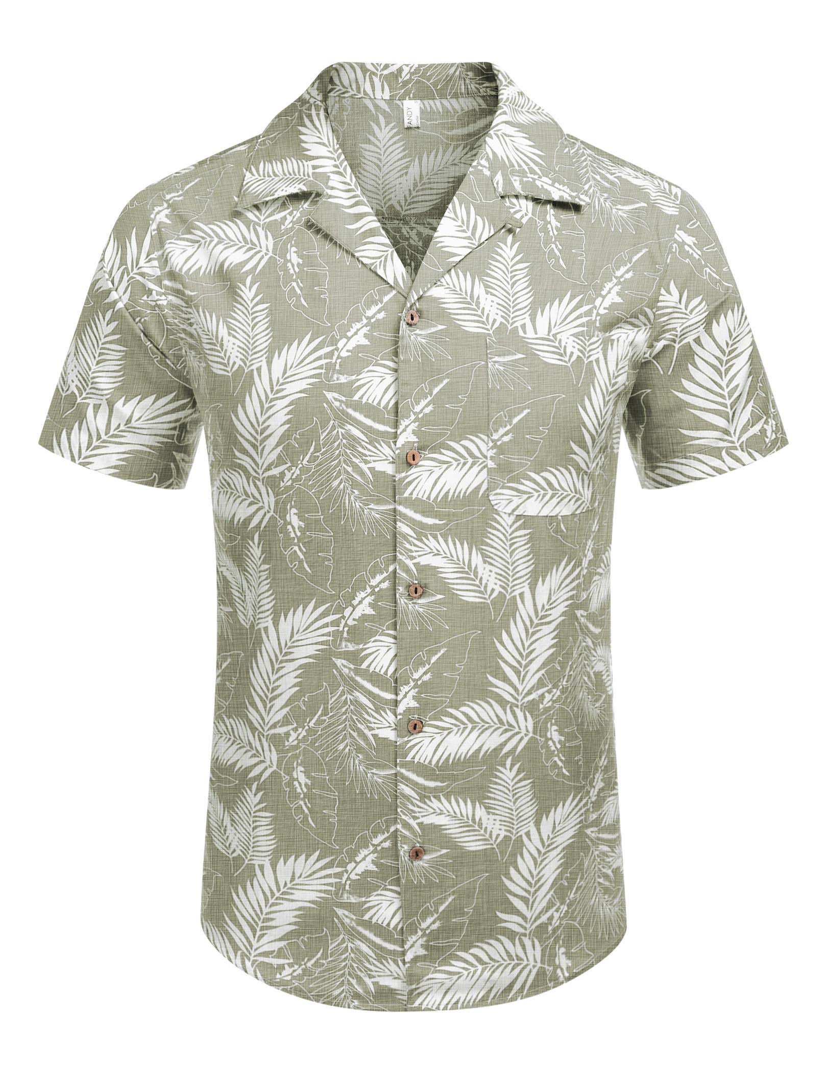 Hawkko Men's Hawaiian Floral Cotton Linen Button Down Tropical Holiday Beach Shirts A- Light Brown