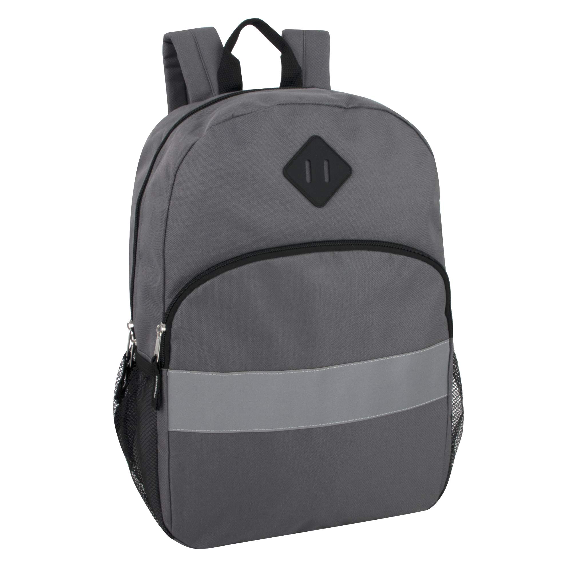 Hawkko Kids Reflective Backpack for School, Colorful Backpack with Reflector Strips, Side Pocket, Padded Straps Grey