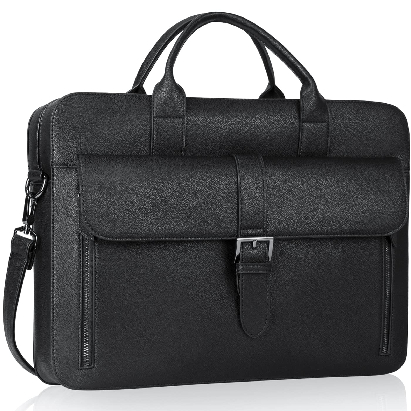 Hawkko Laptop Briefcase 15.6 Inch, Men’s Briefcase for Business/Travel, Leather Computer Office Work Bag, Water Resistant Laptop Bag, Black