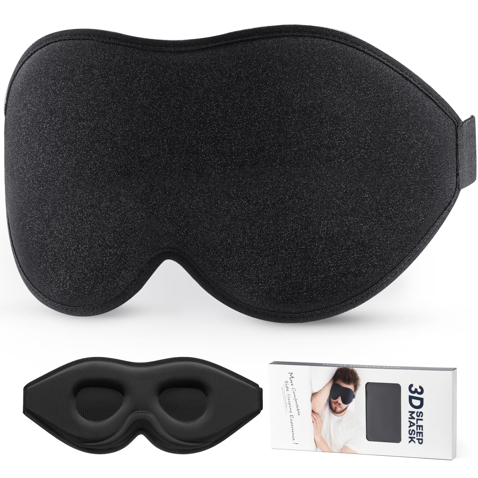 Hawkko Sleep Mask for Side Sleeper Women Men, Eye Mask for Sleeping Light Blocking, 3D Contoured Cup Sleeping Mask, Soft Breathable Sleep Eye Mask with Adjustable Elastic Strap for Flight Nap