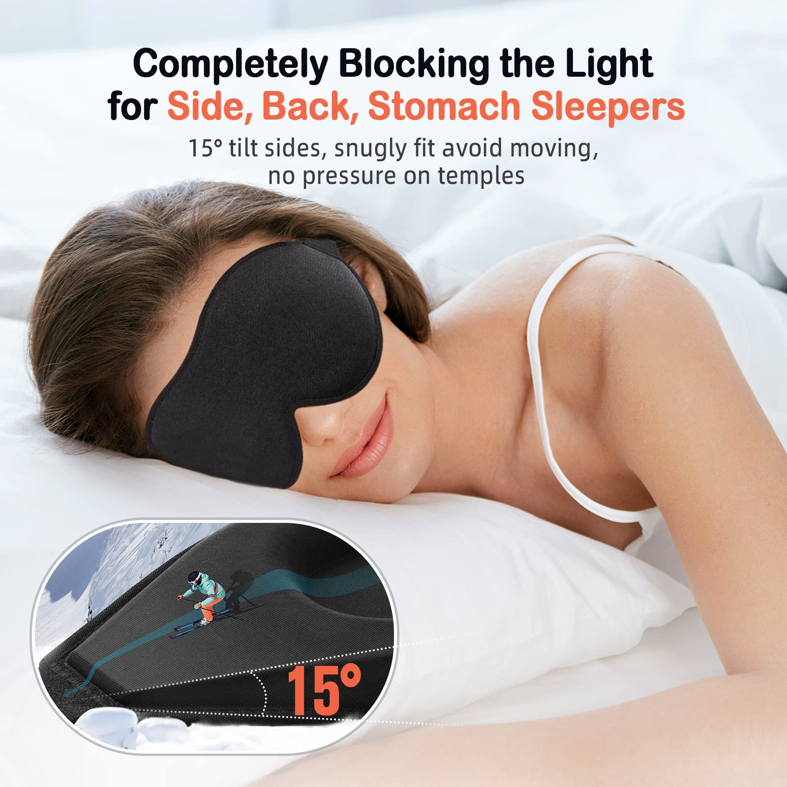 Hawkko Sleep Mask for Side Sleeper Women Men, Eye Mask for Sleeping Light Blocking, 3D Contoured Cup Sleeping Mask, Soft Breathable Sleep Eye Mask with Adjustable Elastic Strap for Flight Nap