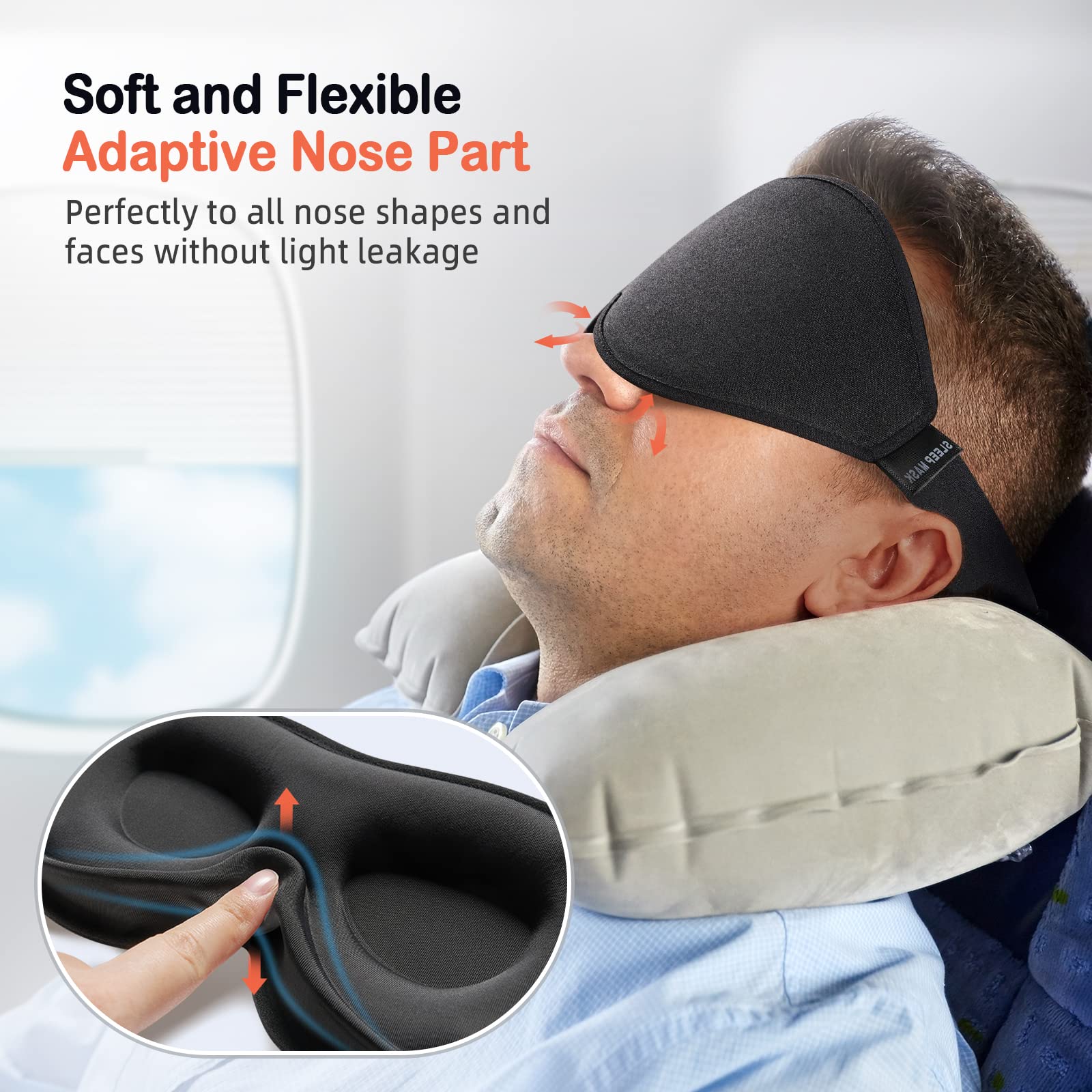 Hawkko Sleep Mask for Side Sleeper Women Men, Eye Mask for Sleeping Light Blocking, 3D Contoured Cup Sleeping Mask, Soft Breathable Sleep Eye Mask with Adjustable Elastic Strap for Flight Nap