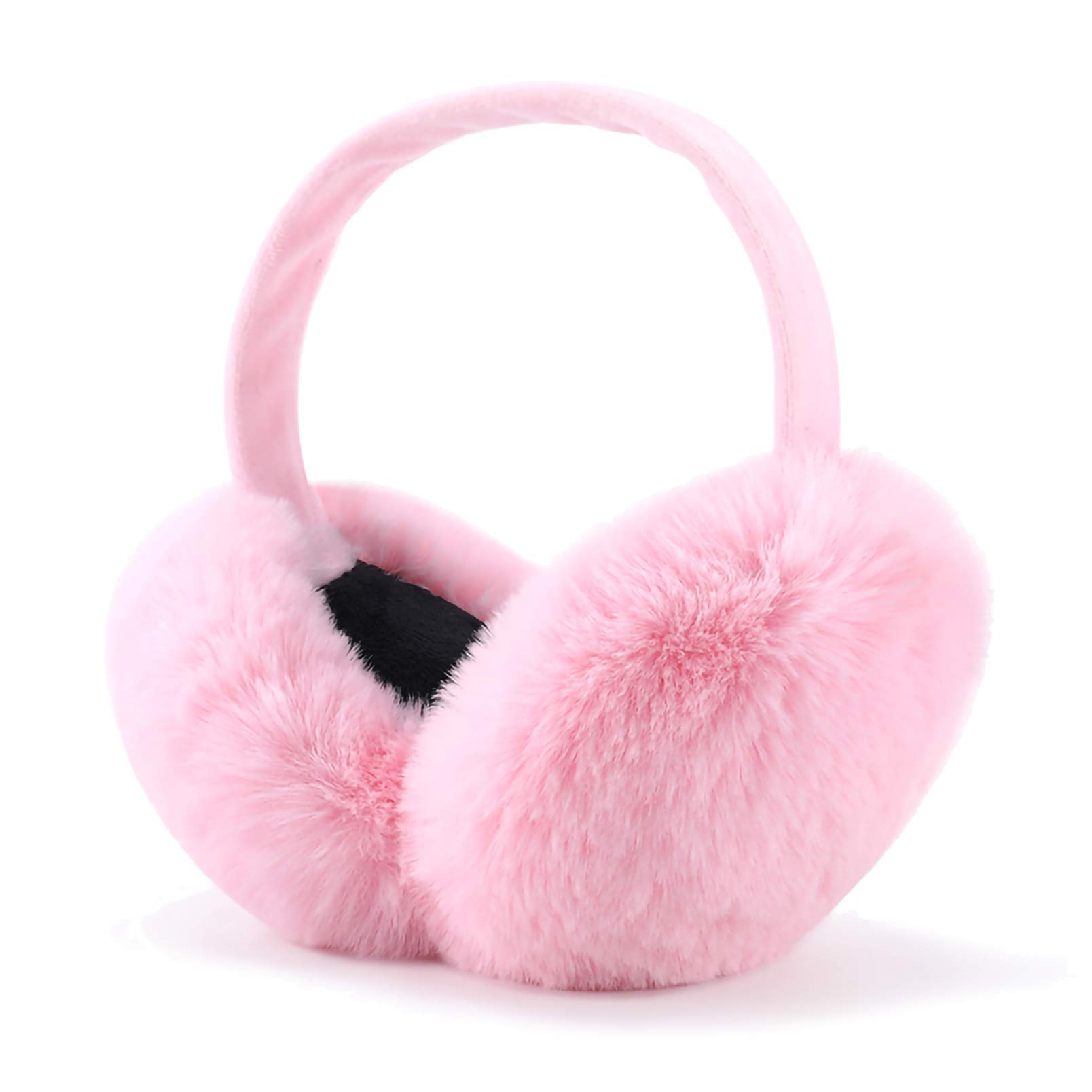 Hawkko Winter Ear muffs Faux Fur Warm Earmuffs Cute Foldable Outdoor Ear Warmers For Women Girls Pink