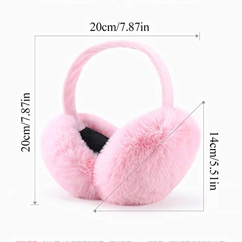 Hawkko Winter Ear muffs Faux Fur Warm Earmuffs Cute Foldable Outdoor Ear Warmers For Women Girls Pink