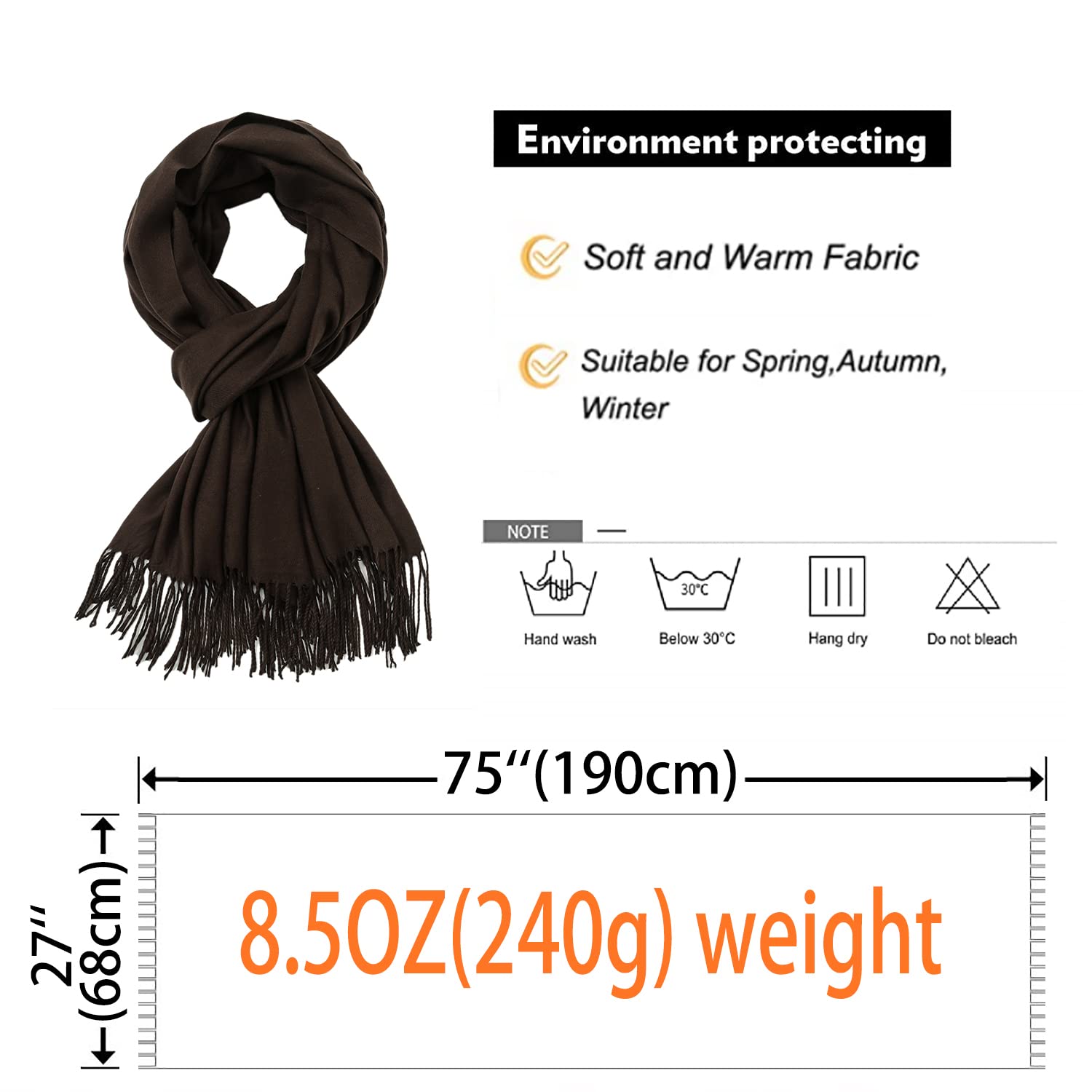 Hawkko Women's Scarf Pashmina Shawls and Wraps for Evening Dress Bridesmaid Wedding Bridal Winter Warm Long Large Scarves