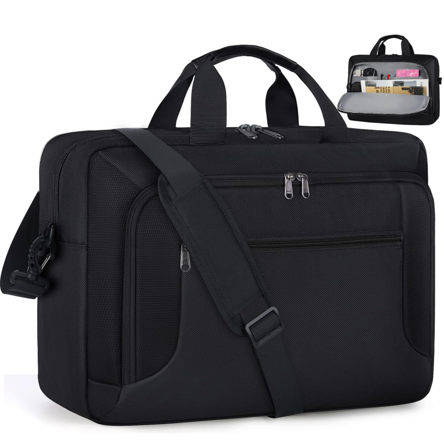 Hawkko Laptop Bag 17.3 Inch Laptop Briefcase Large Waterproof Laptop Case for Men Women Business Office Work Computer Bag 17 Inch Adjustable Shoulder Messenger Bag, Black