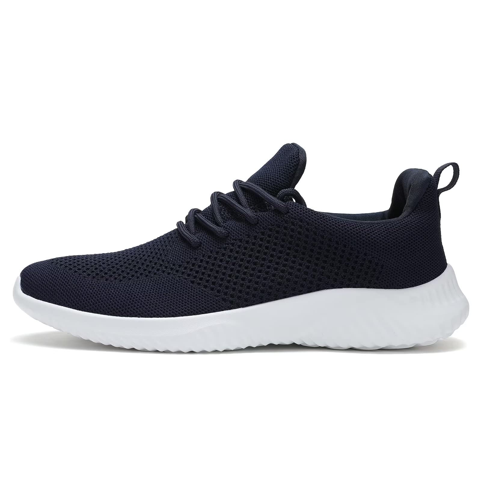 Hawkko Mens Slip-on Tennis Shoes Walking Running Sneakers Lightweight Breathable Casual Soft Sole Mesh Work Gym Trainers Navy Blue