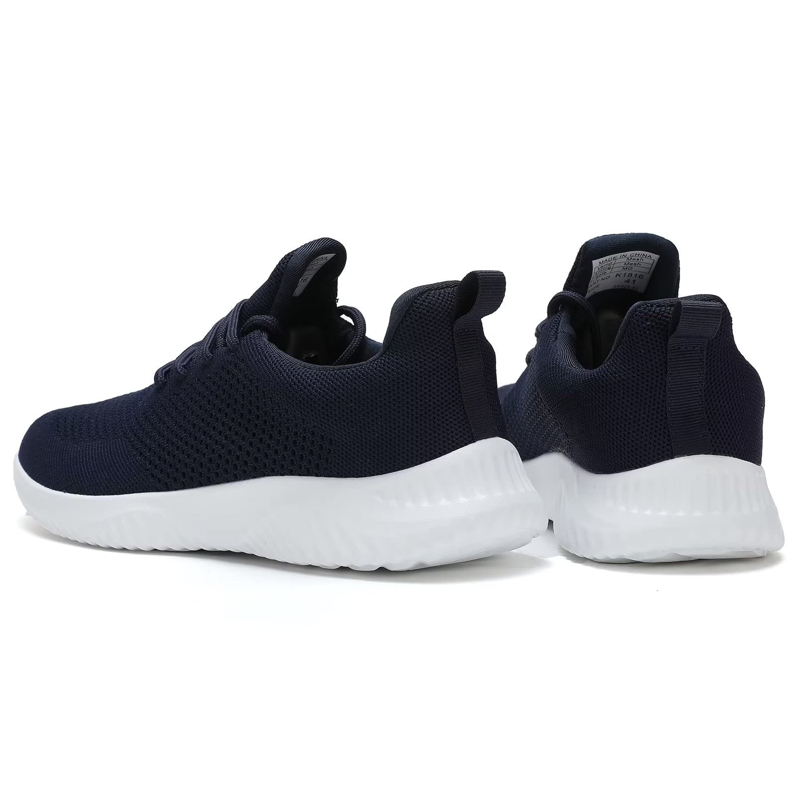 Hawkko Mens Slip-on Tennis Shoes Walking Running Sneakers Lightweight Breathable Casual Soft Sole Mesh Work Gym Trainers Navy Blue