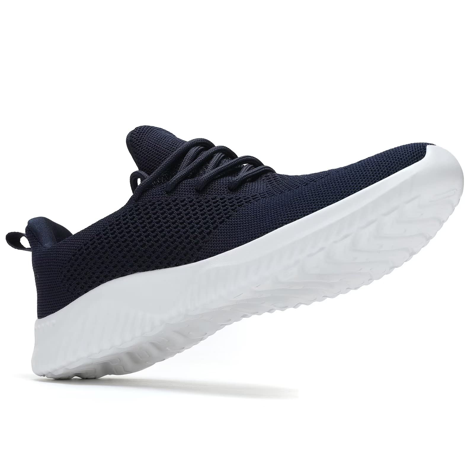 Hawkko Mens Slip-on Tennis Shoes Walking Running Sneakers Lightweight Breathable Casual Soft Sole Mesh Work Gym Trainers Navy Blue