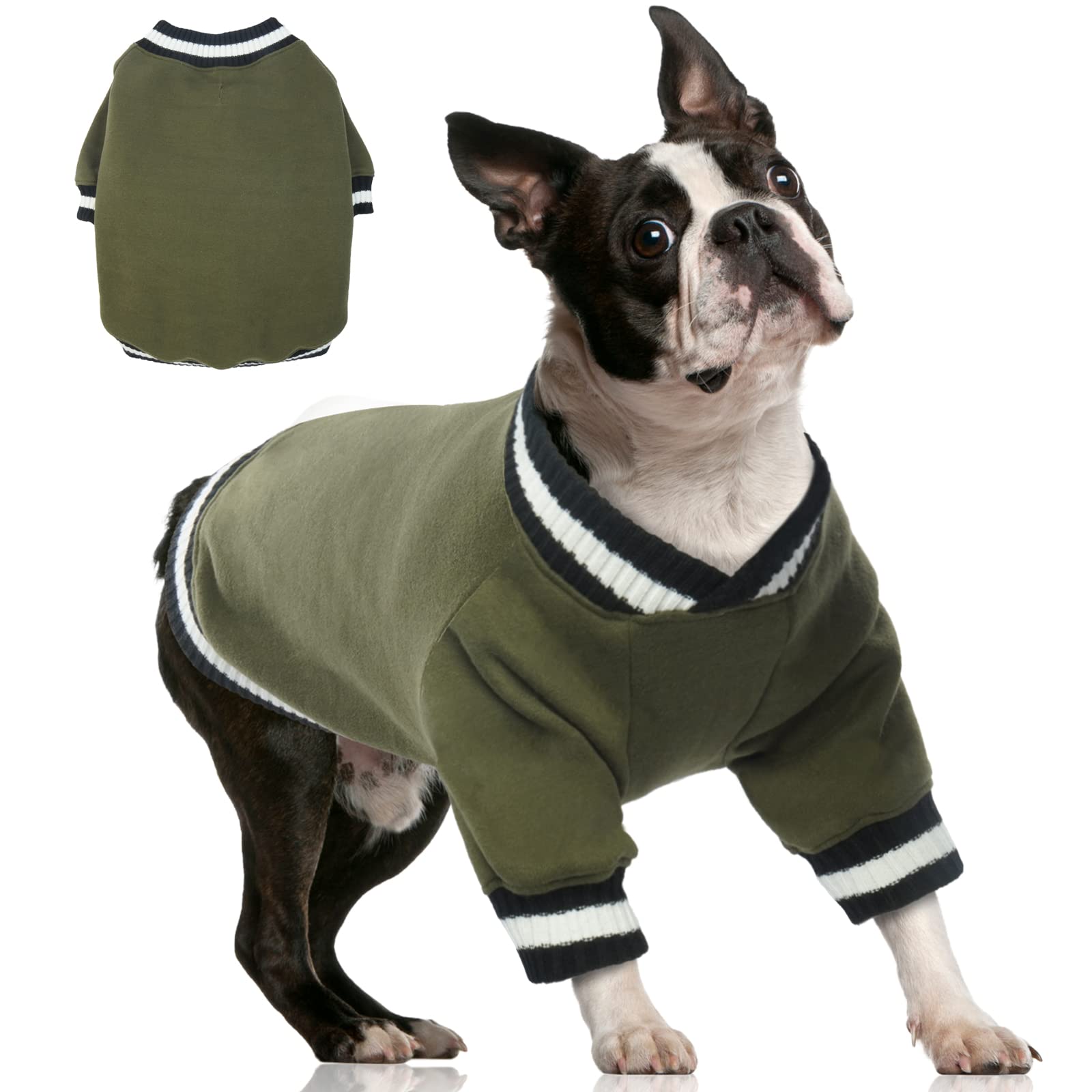 Hawkko Dog Pullover Sweatshirt，Dog Winter Sweaters Warm Dog Clothes Dog Vest Thick Puppy Pullover Soft Pet Fleece Sweater Cute Doggie Boy Girl Outfit for Small Medium Dogs Green S