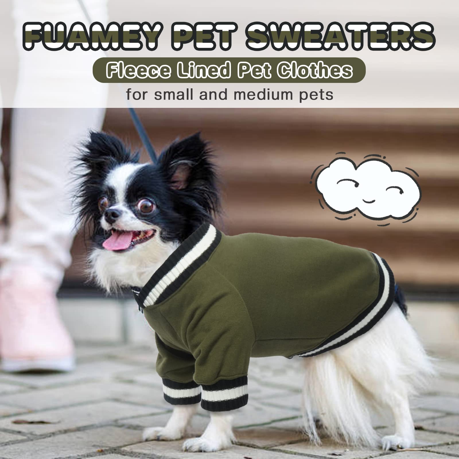 Hawkko Dog Pullover Sweatshirt，Dog Winter Sweaters Warm Dog Clothes Dog Vest Thick Puppy Pullover Soft Pet Fleece Sweater Cute Doggie Boy Girl Outfit for Small Medium Dogs Green S