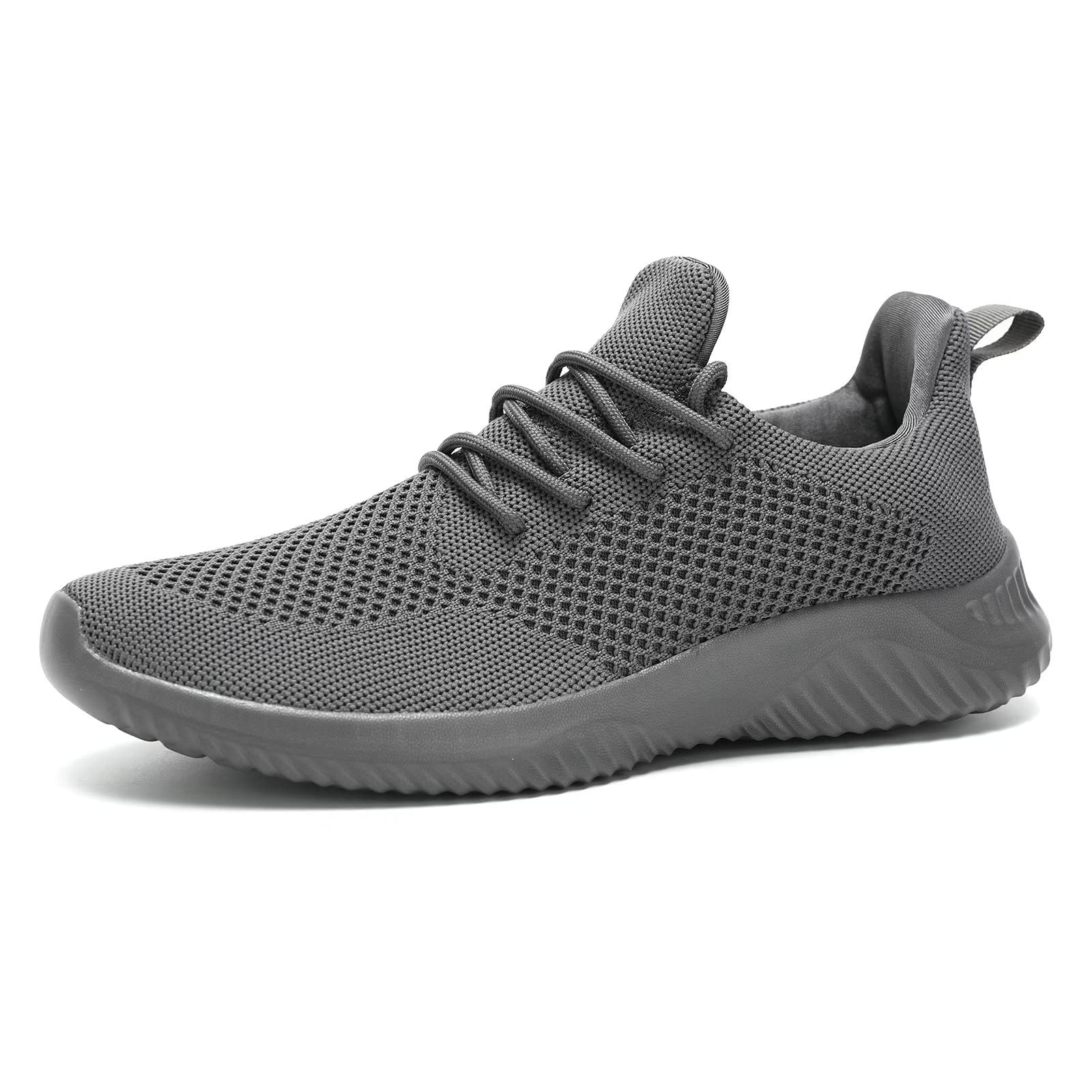 Hawkko Mens Slip-on Tennis Shoes Walking Running Sneakers Lightweight Breathable Casual Soft Sole Mesh Work Gym Trainers All Grey