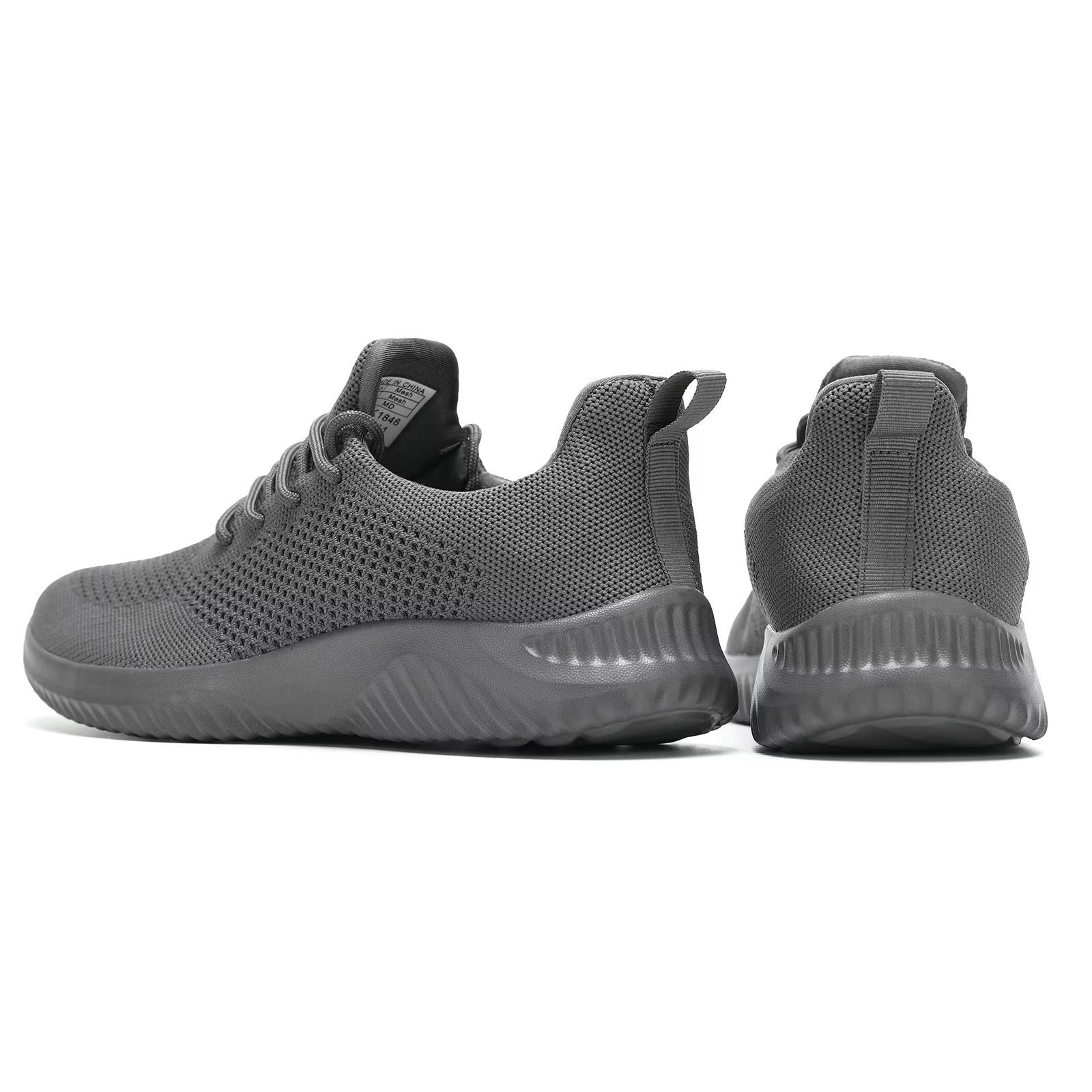 Hawkko Mens Slip-on Tennis Shoes Walking Running Sneakers Lightweight Breathable Casual Soft Sole Mesh Work Gym Trainers All Grey