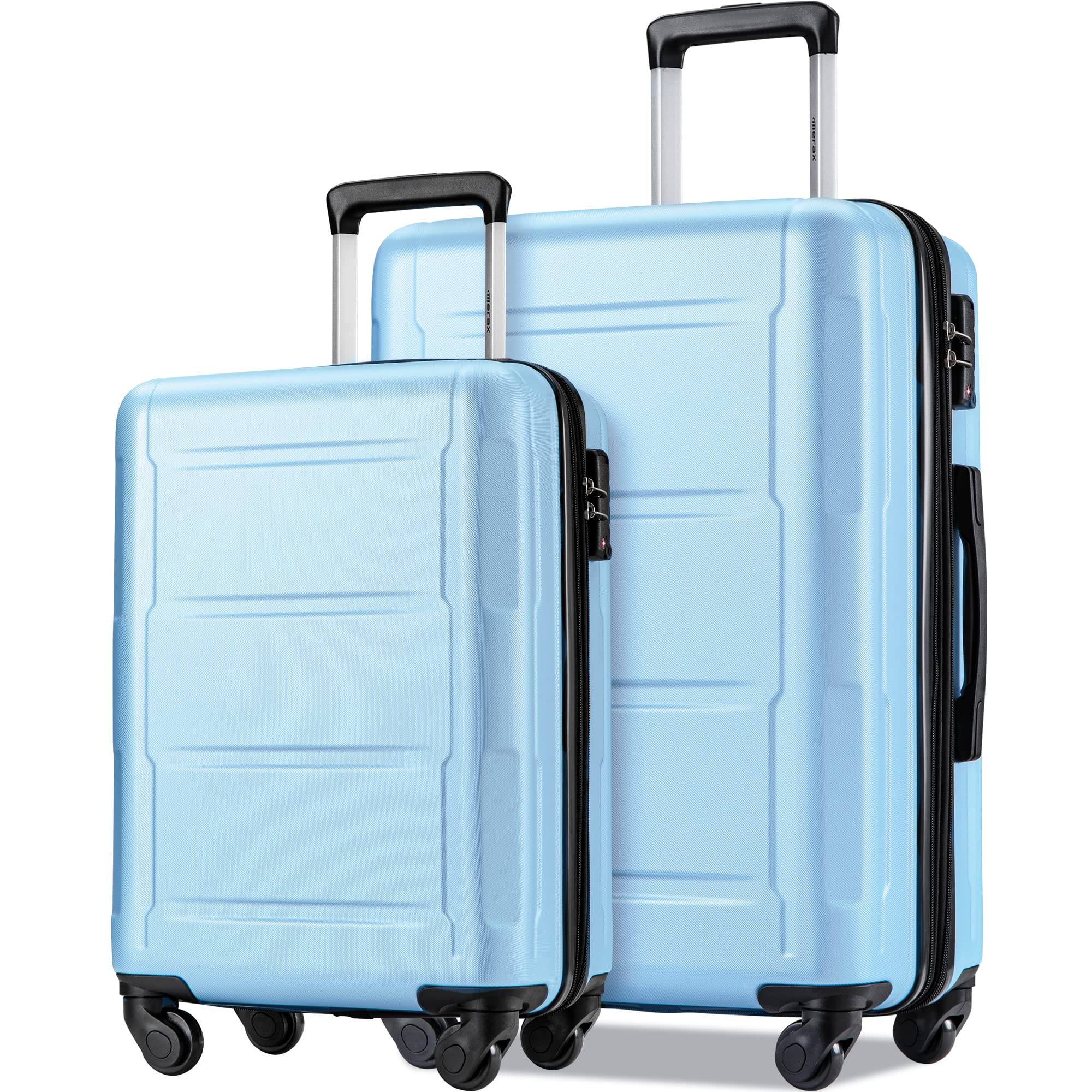 Hawkko Merax Luggage Sets 2 Piece Suitcase Set 20/24,Carry on Luggage Airline Approved,Hard Case with Spinner Wheels,Light Blue