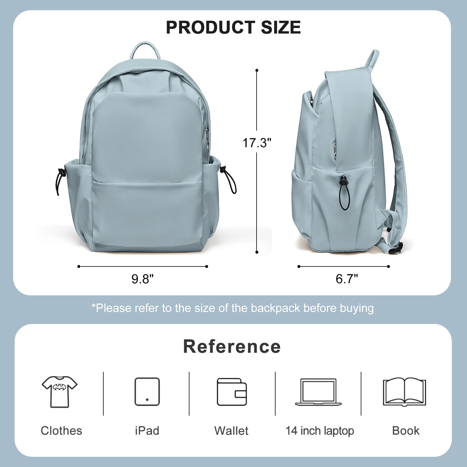 Hawkko School Backpack Bookbag Waterproof College High School Bags For Boys Girls Lightweight Travel Rucksack Casual Daypack Laptop Backpacks For Men Women Blue