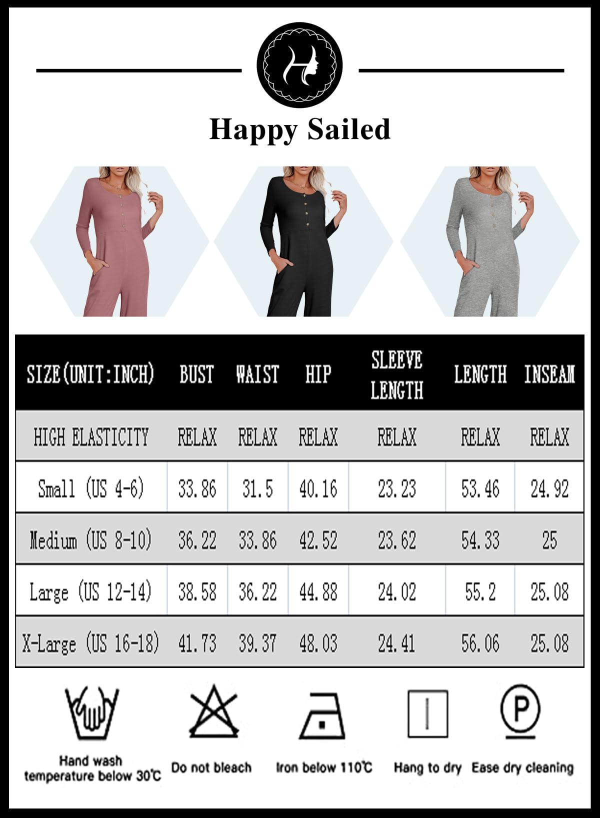 Hawkko Women's Jumpsuits Long Sleeve Front Button Waffle Knit Jumpers Casual Wide Leg Long Pants Romper with Pockets