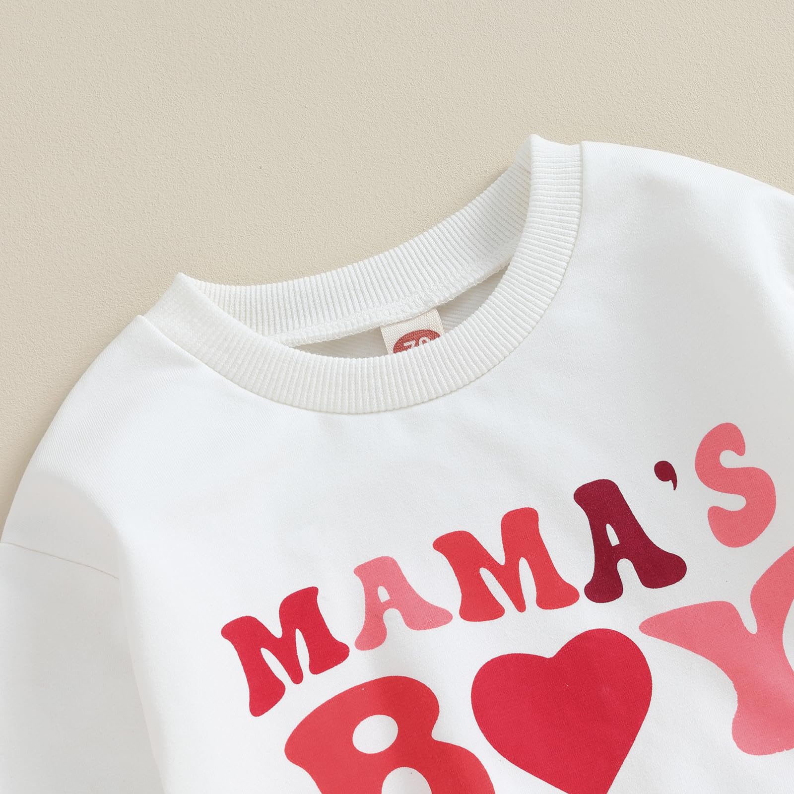 Hawkko Infant Baby Boy Clothes Set Mama's Boy Heart Shirts Crewneck Sweatshirt Red Jogger Pants Valentine's Day Outfit