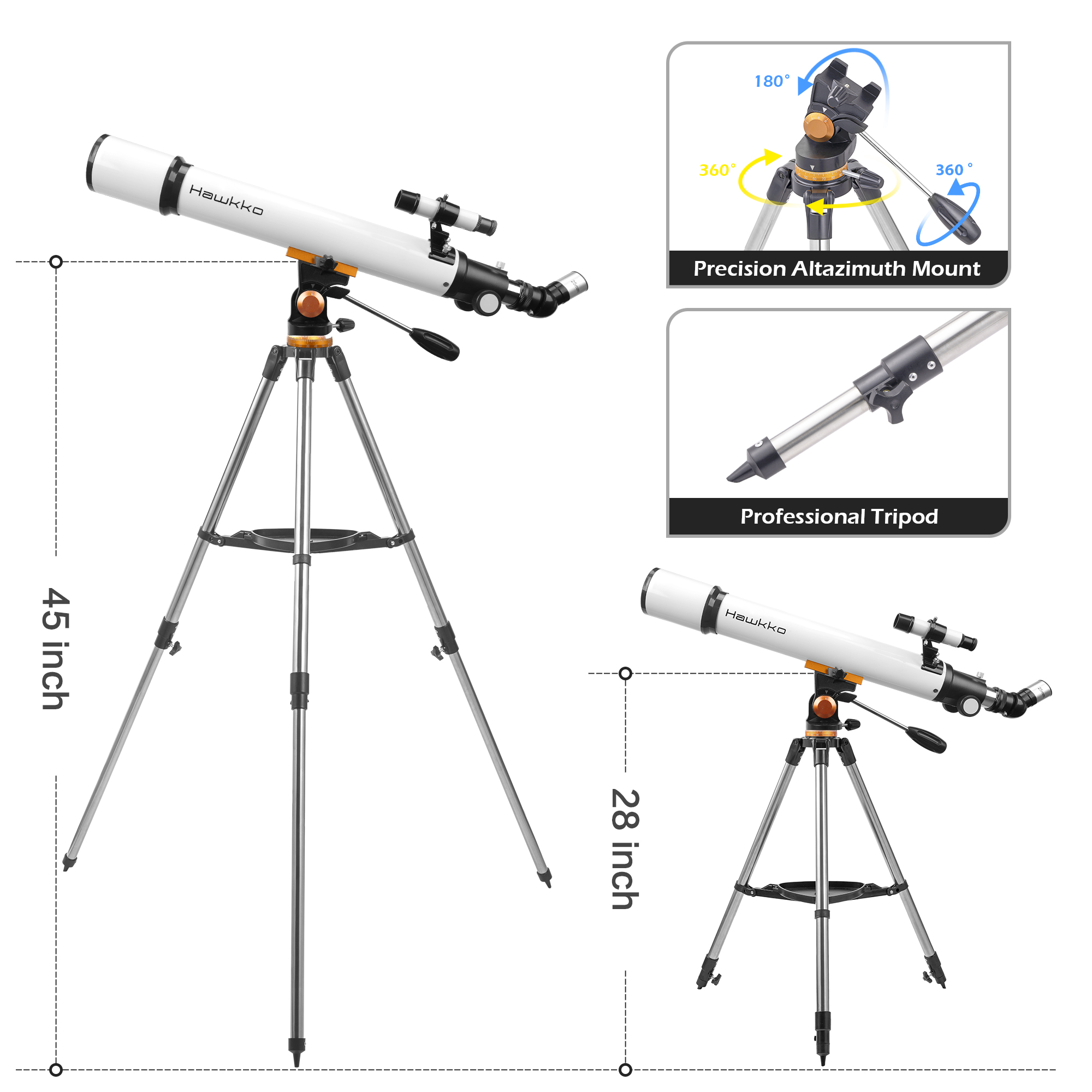 Telescopes for Adults Astronomy, 70mm Aperture and 700mm Focal Length Professional Refractor Telescope for Kids and Beginners with Phone Adapter, AZ Mount and Tripod to Viewing Planets and Stars